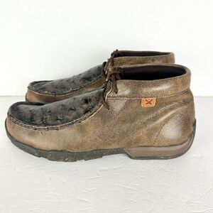 Twisted X Chukka Full Quill Ostrih Driving Moc Size 9 Full Grain Leather Western